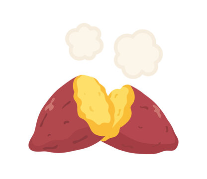 ホクホク美味しいあつあつ焼き芋のベクターイラスト