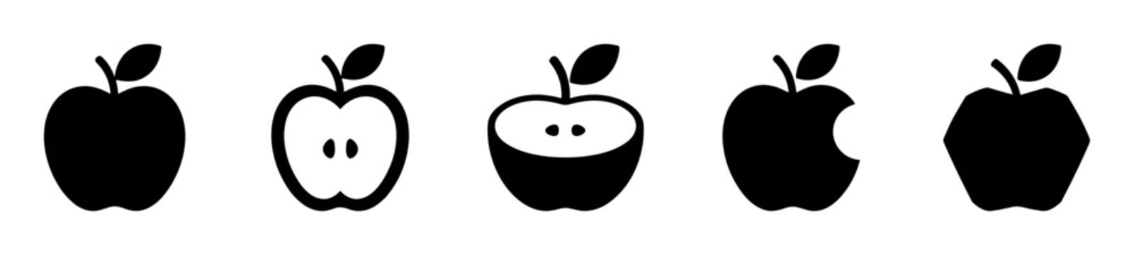 apple fruit icon set vector collection for healthy eating and food apps on transparent background