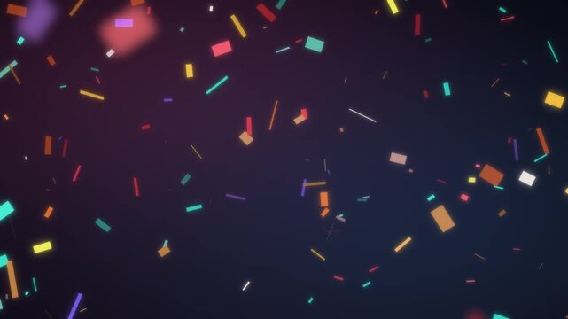 Colorful Confetti Pieces Tumbling and Falling on a Dark Festive Background Seamless Loop in deep ruby tones