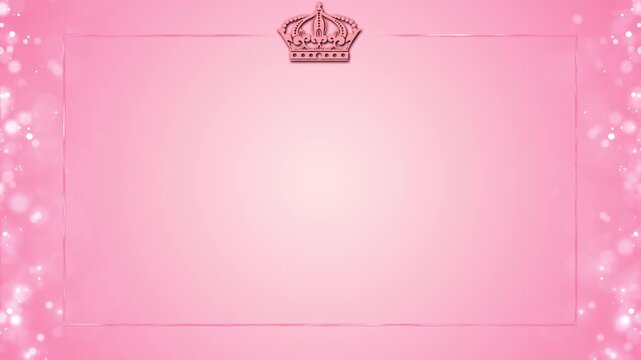 Pink Princess Crown Frame with Sparkling Border Soft pink royal frame with a crown and glowing edge bokeh, suited to princess birthdays, baby showers, invitations, and elegant announcements.