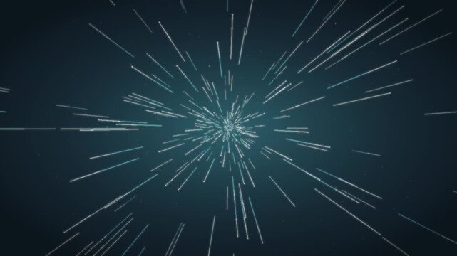 Warp speed hyperspace starfield flight seamless loop in deep teal tones