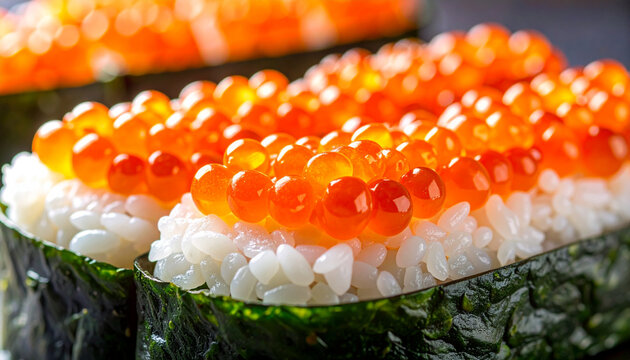 Sushi with orange roe