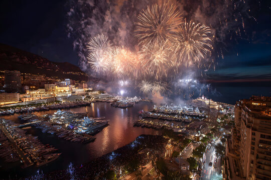 Monaco hosted a fireworks display at Hercules Port to celebrate the national holiday.