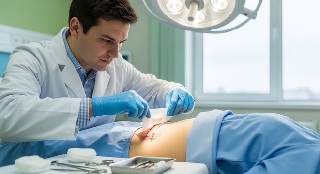 Surgeon performing medical procedure