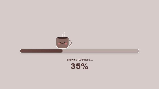 Cute Coffee Mug Brewing Progress Bar Loop Animation