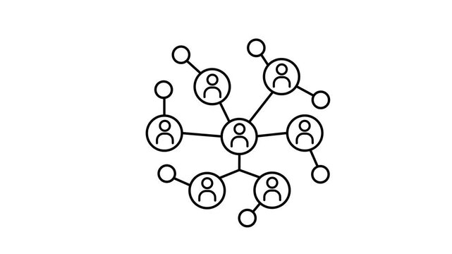 Social network connection diagram animation, human resource management and global communication concept
