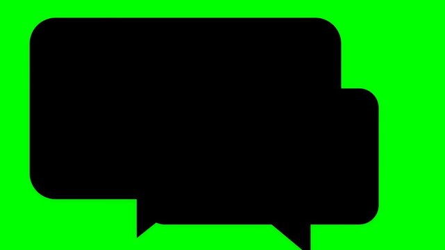 Black speech bubble icon on bright green background.