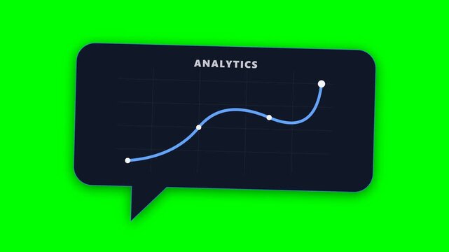 Modern analytics graph on dark speech bubble background.