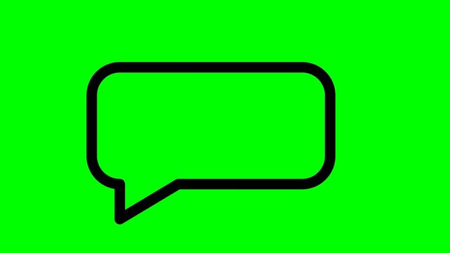 Black speech bubble icon on bright green background.