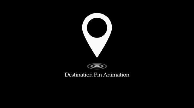 Animated white destination pin icon with pulsing radar on black background for navigation map placement GPS tracking and app UI UX design.