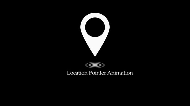 Animated white location pointer pin icon with pulsing radar on black background for navigation map placement GPS tracking and app UI UX design.