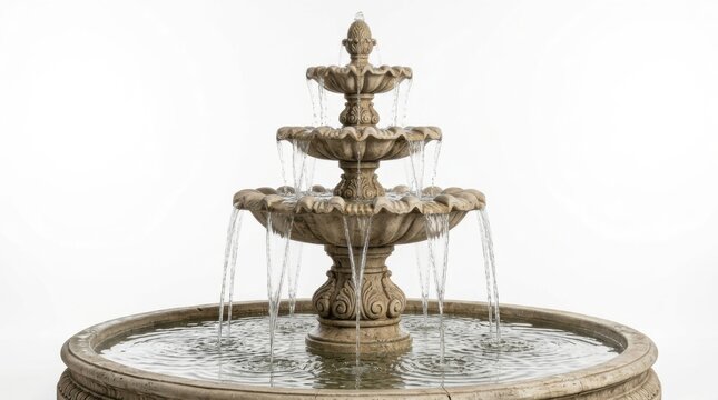 Threetier stone garden fountain isolated on white background