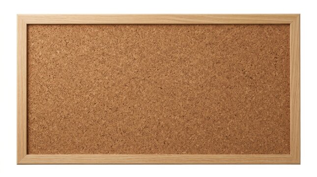 Empty cork board with wooden frame isolated on white background