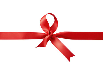 Obraz premium Red satin ribbon tied in loose side bow