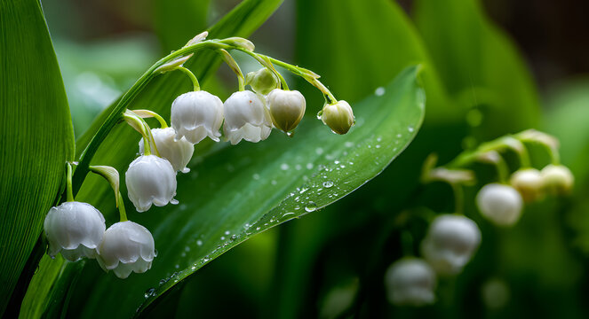 Le printemps est &eacute;voqu&eacute; par les clochettes blanches et les feuilles vertes. La plante symbolique de la F&ecirc;te du Travail enrichit les jardins et la nature.