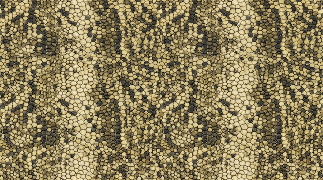 Close-up monitor lizard skin texture with cream, olive and dark mosaic scales, creating a detailed natural reptile pattern for wildlife, backgrounds and decorative design.