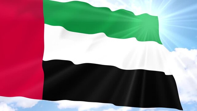UAE Flag Seamless Loop 4k 60fps on Sky Background