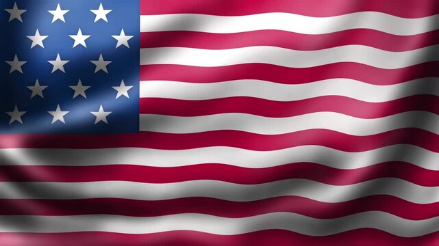 USA American Flag. Seamless Looping Animation. USA flag waving in the wind