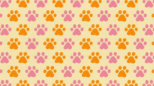 Pet dog cat paw prints pattern background
