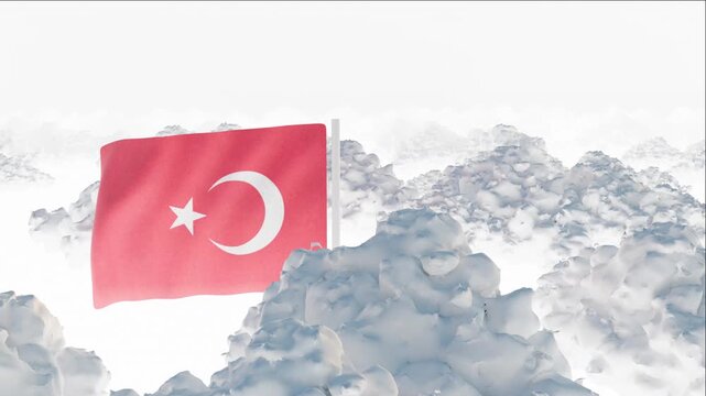 Turkish Flag Waving Above Clouds in 4K &ndash; Cinematic National Symbol Animation