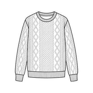 Cable Knit Sweater Fashion Flat Sketch