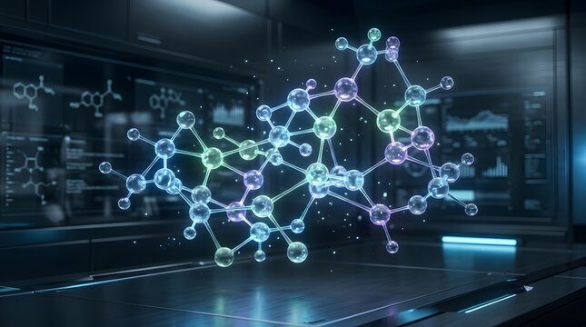 Molecular structure display in high tech medical facility