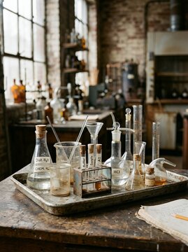 Vintage Laboratory Equipment Setup for Scientific Research.