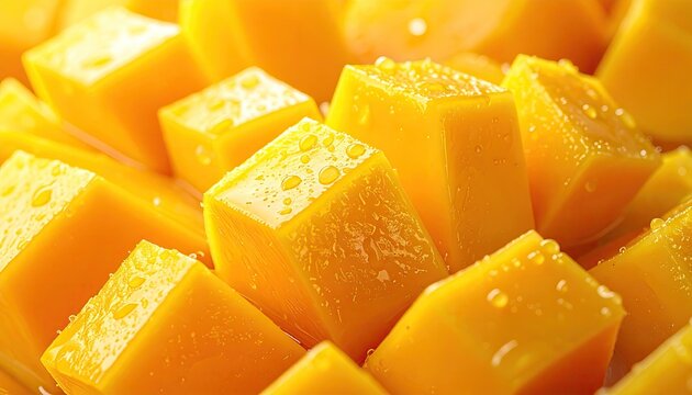 Bright Yellow Cheese Cubes Juicy Fresh Melt Texture