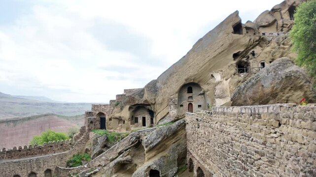 David Gareji. A historic 6th-century rock-hewn monastery complex. Showcasing ancient Georgian architecture and spiritual heritage carved into the remote mountains of the Kakheti region in Georgia