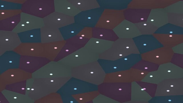 Abstract Voronoi Pattern with Scattered White Dots on a Dark Background.