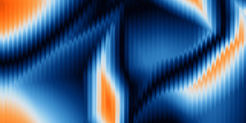 Dynamic abstract background showing wavy vertical stripes with striking contrast of deep blue and bright orange. © Fajri Mulia Hidayat