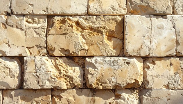 Rough Beige Stone Wall Close Up Texture