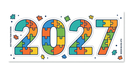 Fototapeta premium 2027 Colorful Jigsaw Puzzle Number Design