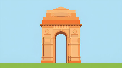 Fototapeta premium Flat illustration of India Gate monument in Delhi.