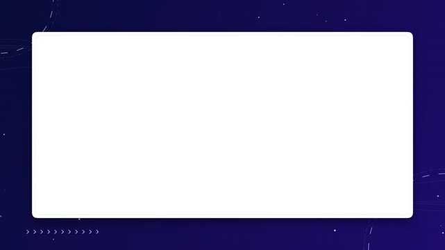 White rectangular frame on dark blue background with abstract digital tech elements