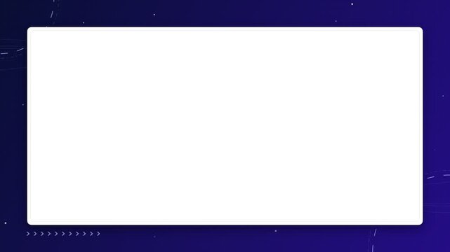 White rectangular frame on a dark blue background with digital tech graphic elements