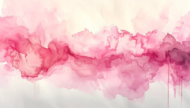 Abstract minimalist watercolor texture background with soft pink stain absorbed on thick paper