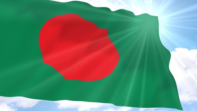 Bangladesh Flag Seamless Loop 4k 60fps on Sky Background