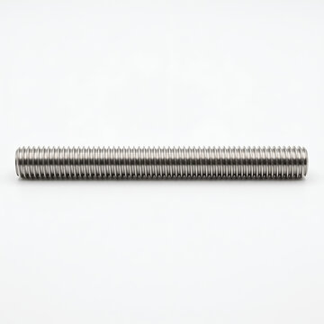 Stainless Steel Fully Threaded Rod Isolated on White Background