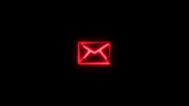 Neon mail envelope icon animated Message box animation icon conversation notice receive massage animated sign symbol icon.