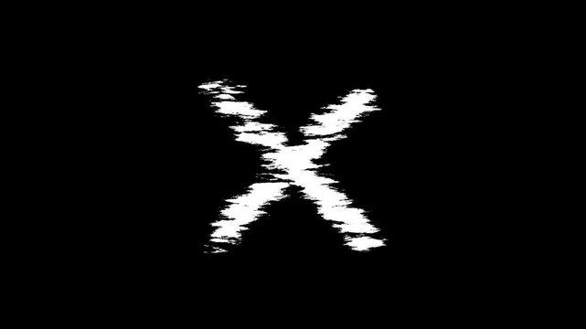 White cross mark animation, 4k loopable with alpha channel. wrong mark animation, red x symbol motion graphic.