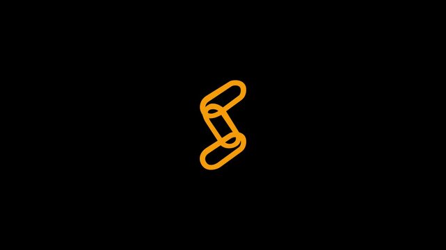 Chain link shape icon simpol animation and back background.