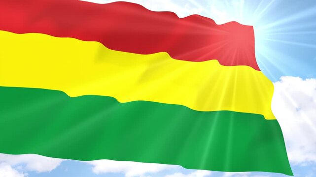 Bolivia Flag Seamless Loop 4k 60fps on Sky Background