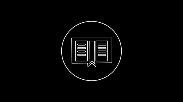 Book cover line icon animation. Open book, for reading, study, education.