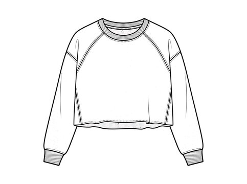 Fashion sketch of a cropped raglan sleeve sweatshirt