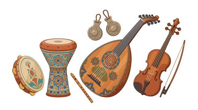 Set of Traditional Middle Eastern Musical Instruments