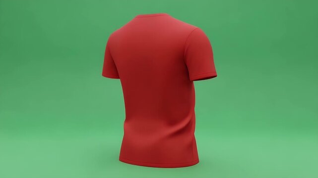 Blank t-shirt rotating on display. Plain cotton tee shirt spinning for apparel design.