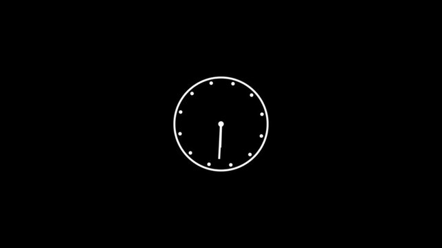 lock icon flat style 24 hours day fast speed with moving timer clock rotation. Clock spinning, watch animation on transparent background with alpha channel.