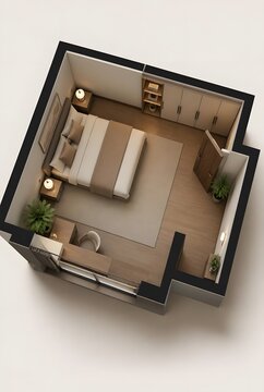 Cutaway Architectural Render Modern Bedroom Design Concept