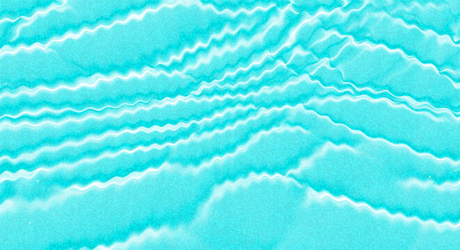 Abstract turquoise background with white wavy ripples isolated on transparent background